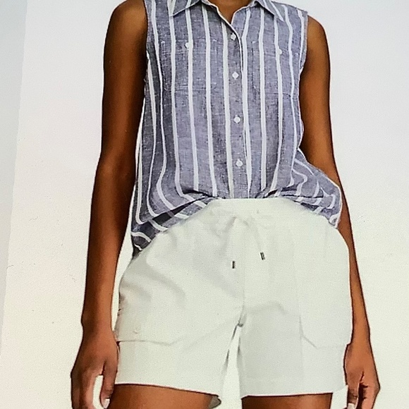 Chaps Petite Striped Linen Blend Sleeveless blouse - Picture 5 of 5